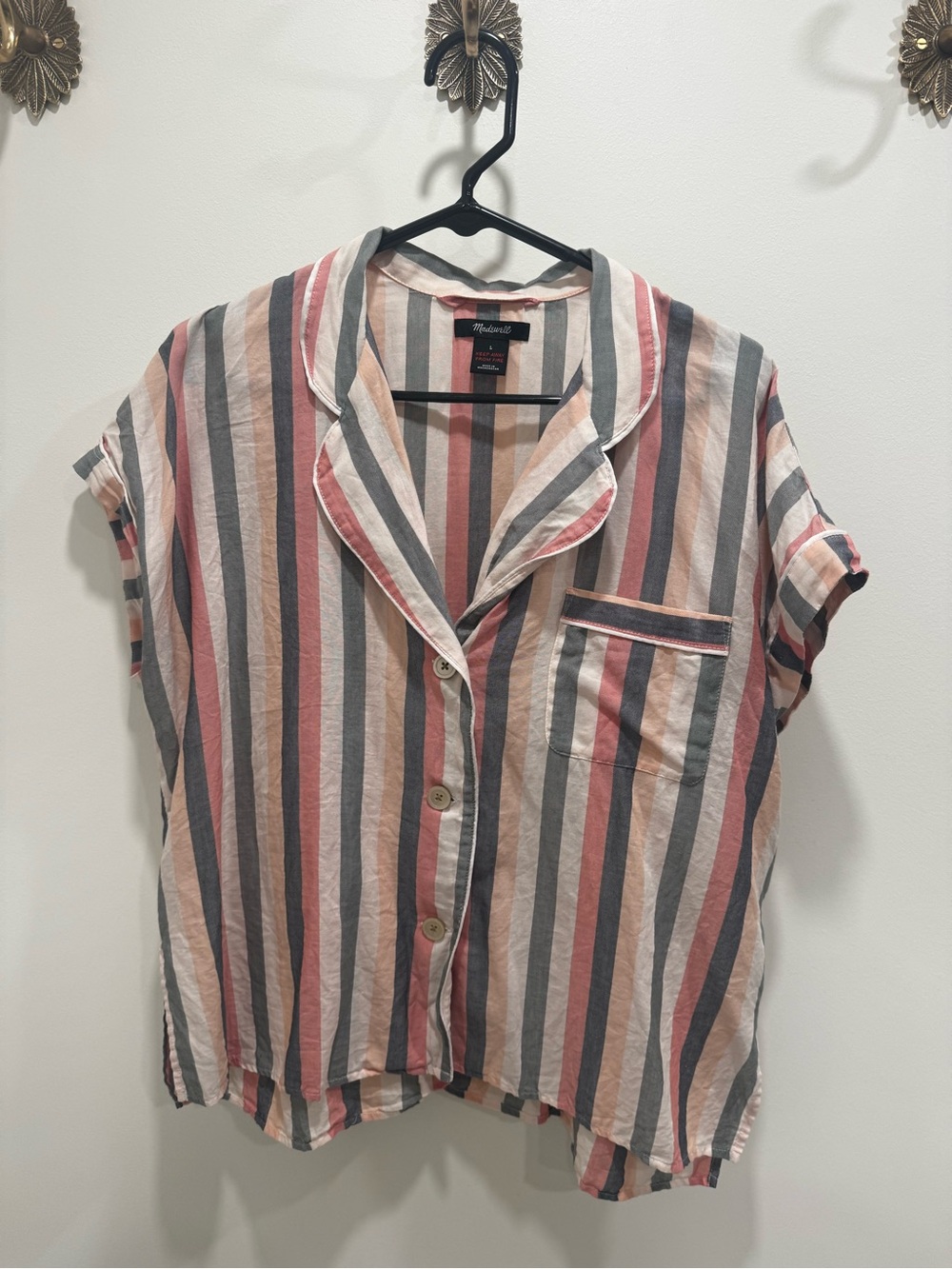 Madewell Pink Multi-Stripe Short Sleeve Pajama Set